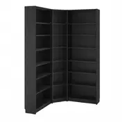 BILLY bookcase corner comb w ext units, black oak effect, 136/136x28x237 cm