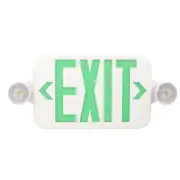 SASELUX Green Led Exit Sign Emergency Light Combo Adjustable Two Head