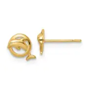 Real 14kt Yellow Gold Madi K Dolphin Post Earrings