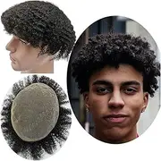 Hairpiece 10 * 8 Hair replacement system for Men 8mm Afro Curl Men Toupee Full Lace Hair pieces Hair prosthesis Hair units base wig
