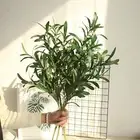 NOLAST 4pcs Fauxery Branches Stems Fake Olive Branches Artificial Plants Green