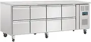[POLAR] U-Series Eight Drawer Gastronorm Counter Fridge, 8x 1/1GN Capacity, Silver