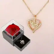 To My Wife Girlfriend Mother’s Day Gift Heart Pendant Necklace Rose Gift Box