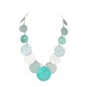 TIGERSTARS TURQUOISE CELLULOID ACETATE DISC CHARM NECKLACE