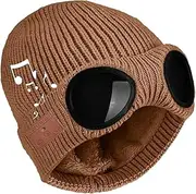 [Generic] Beanie with Goggles,Unisex Goggle Knitted Beanie, Beanie Goggles, Hat with Bluetooth Speakers Built in