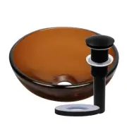 Miseno MVS-TIS-168-12 Marrone 12" Circular Glass Vessel Bathroom - Brown / Matte