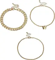 [Tummy Tub] Bracelets,Bracelet Jewellery,Anklet String Charm,Solar System Bracelet Metal Butterfly Pendant Foot Ornament Jewelry Gift Girl Lady Wife Mom Ring Box Wedding (Color : Gold)