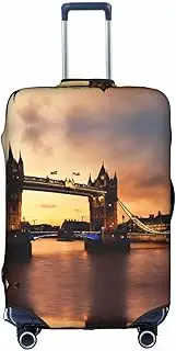 [Pvinnk] I Love London Print Protective Luggage Cover Elastic Washable Suitcase Protector Travel Gear Protector, White, Small