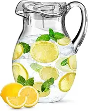 Plastic Pitcher (72 oz), Clear Acrylic Water Pitcher with Lid, Fridge Jug, BPA-Free, Shatter-Proof, Great for Iced Tea, Sangria, Lemonade, Juice, Milk, and More (Clear)