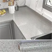 [VEELIKE] 15.7''x118'' Grey Granite Countertop Contact Paper Waterproof Granite Peel and Stick Countertops for Kitchen Grey Marble Wallpaper Self Adhesive Countertop Vinyl for Bathroom Cabinets Table