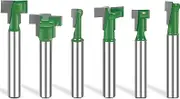 6Pcs 1/4inch Shank Keyhole Router Bits Set Carbide T Slot Router Bit Multipurpose Woodworking Milling Cutter Tool T-Track Grooving Router Bit for Cutting Solid Wood MDF Plywood