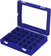 MeJell 24 Slot Velvet Glass Jewelry Box Organizer Rings Earrings Tray Display...