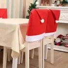 Santa Hat Christmas Chair Cover Chair Case Red Non-woven Xmas Party Supplies Q
