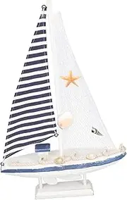 GANAZONO Mediterranean Style Wooden Sailing Ship Model Decorative Boat Ornament for Home