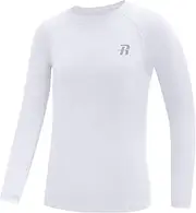 [Runhit] Boys Compression Shirt Kids Long Sleeve Athletic White Undershirt Youth Quick Dry Baselayer for Football Baseball