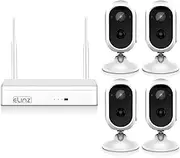 Elinz Wireless Wire-Free Home Battery Security 1080P HD WiFi 4X Camera CCTV System NVR Indoor Outdoor NO HDD, Waterproof, Motion Detection, 2-Way Audio