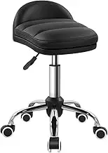 BFTOU Black Rolling Stool Chair with Wheel Perfect for Home Work SPA Massage Height-Adjustable and Cost-Effective Swivel Stool with Low Back