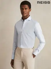 Reiss Soft Blue Storm Slim Slim Fit Cotton-Twill Two-Fold Shirt Slim-Fit (F77499) | $180