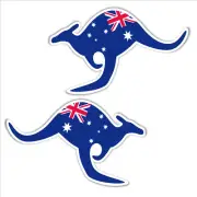 Australian flag Aussie kangaroos mirrored pair vinyl stickers 130 x 85mm each