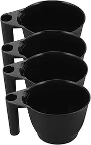 VALICLUD 4pcs Black Plastic Hair Dye Mixing Bowl with Handle Professional Hair Treatment Bowls for Blending Quick Cleanup Ergonomic Design for Salon Use