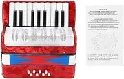 MUNEFE 17 Key 8 Bass Piano Accordion Musical Instrument, Toy Accordion Musical Instrument, Educational Musical Instrument for Beginners Students (Red)