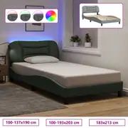 Bed Frame with LED Lights Slatted Mattress Base Bedstead Bedroom Fabric vidaXL