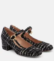 [Gianvito Rossi] Gianvito Rossi Mary Ribbon 45 bouclé Mary Jane pumps AU 6 black