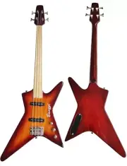 Busuyi 4 string short scale set neck fretless bass Sunburst