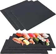 IHDYPPEW Slate Cheese Boards, 6 Pack 12 x 10 inch Slate Plates Black Charcuterie Boards - Natural Stone Serving Tray with Soapstone Chalks for Parties, Gifts, and Special Events.