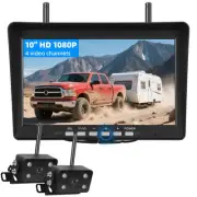 10" Large Screen with Dual Wireless Backup Camera for Truck RV, 1080P Rear Vi...