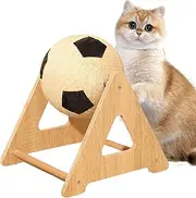 Cat Scratching Ball, Solid Wood Base Toy, Interactive Exercise Roller, Reusable Sturdy Build, Compact Entertaining Design, Claw-Friendly Texture, Perfect for Indoor, Floor, 10.63x10.24x7.48 inches