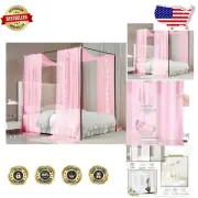 Elegant Princess Canopy Bed Curtain Set for Full/Queen Bed Frames - 2 Panels