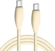 Liquid Silicone 5ft USB C to USB C Cable 5ft for iPhone 16 Charger Fast Charging USBC to Type C Colour Power Cord for iPhone15 Pro Max/Plus/MacBook Air 13inch/Pro/iPad/Pro/Air/iPad mini-Creamy White