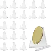 LuckyOpt Transparent Coin Display Stand, Multifunctional Acrylic Card Display Stand for Medium Challenge Coin, Photos, Cards, Badges, Greeting Card, Postcard (20pcs, 54mm)