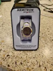 Armitron Pro Sport Digital Watch Silver Tone Purple Silicone New Battery