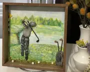 Golf time-Pebble art,paint,craft,original from Miranda P. 8/8/1 inch