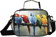 Colors Parrots Branch Insulated Lunch Box for Women Men - Ideal for Work, Picnics - Includes Adjustable Shoulder Strap
