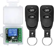 DC 12V Wireless Remote Control Switch, 433Mhz 10A 1CH Relay Remote Control Switch (2 Transmitter and 1 Receiver)，Transmitter for Various Wireless Controls