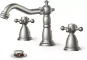 FORIOUS Bathroom Faucet 3 Hole, 8" Widespread, Two Handle Antique, Pop-up Drain
