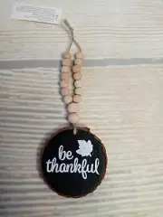New! "Be Thankful" Fall Wood Bead Garland Tier Tray Farmhouse Decor Leaf Autumn