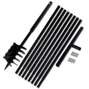 Ground Drill Earth Auger Post Hole Digger With Handle Extension Tube Steel Black