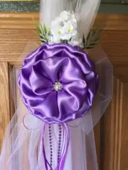 SET OF 6 Lilac Lavender Pew Bows, Chair Bows, Arch, Aisle, Table, Purple