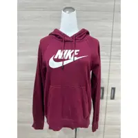 在飛比找蝦皮購物優惠-女版 NIKE 長袖 帽T 酒紅色 S(二手商品)