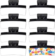 Umibow 8 Pack Sublimation Hair Claw Clip Blanks Non-Slip 3.39 Inch Rectangle Hair Clips DIY Heat Transfer Strong Hold Hair Claw Clips for Thin Thick Long Hair(Black, White)