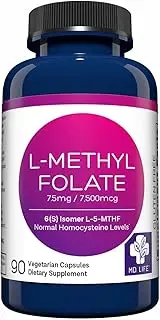 Save $$ MD.LIFE 5-MTHF L-Methylfolate 7.5MG Professional Strength Active Folate 90 Capsules