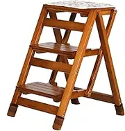 Step Folding Ladder, Wood Ladder Utility Step Stairs Stool Library Flower Stand, Multifunction Climbing Pedal Shelves for Household, Bearing 100kg Library stools