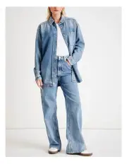 [Tommy Jeans] Relaxed Fit Overshirt in Mid Blue