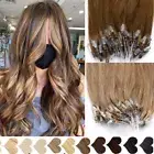 200 Strands Loop Micro Ring 100% Long Human Hair Extensions Micro Link Tip Brown
