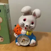 8" Bunny Rabbit Hugging Carrot Speak Up Alarm Clock Tested