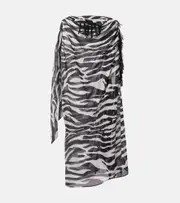 [The Attico] The Attico Zebra-print cotton muslin beach cover-up One Size white